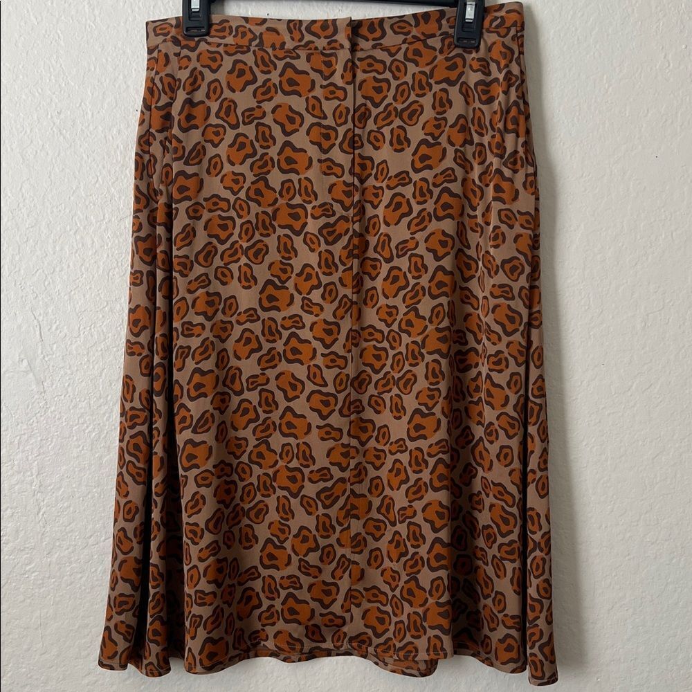 Tucker NYC Leopard Print Silk Skirt with Pockets High Waist  S